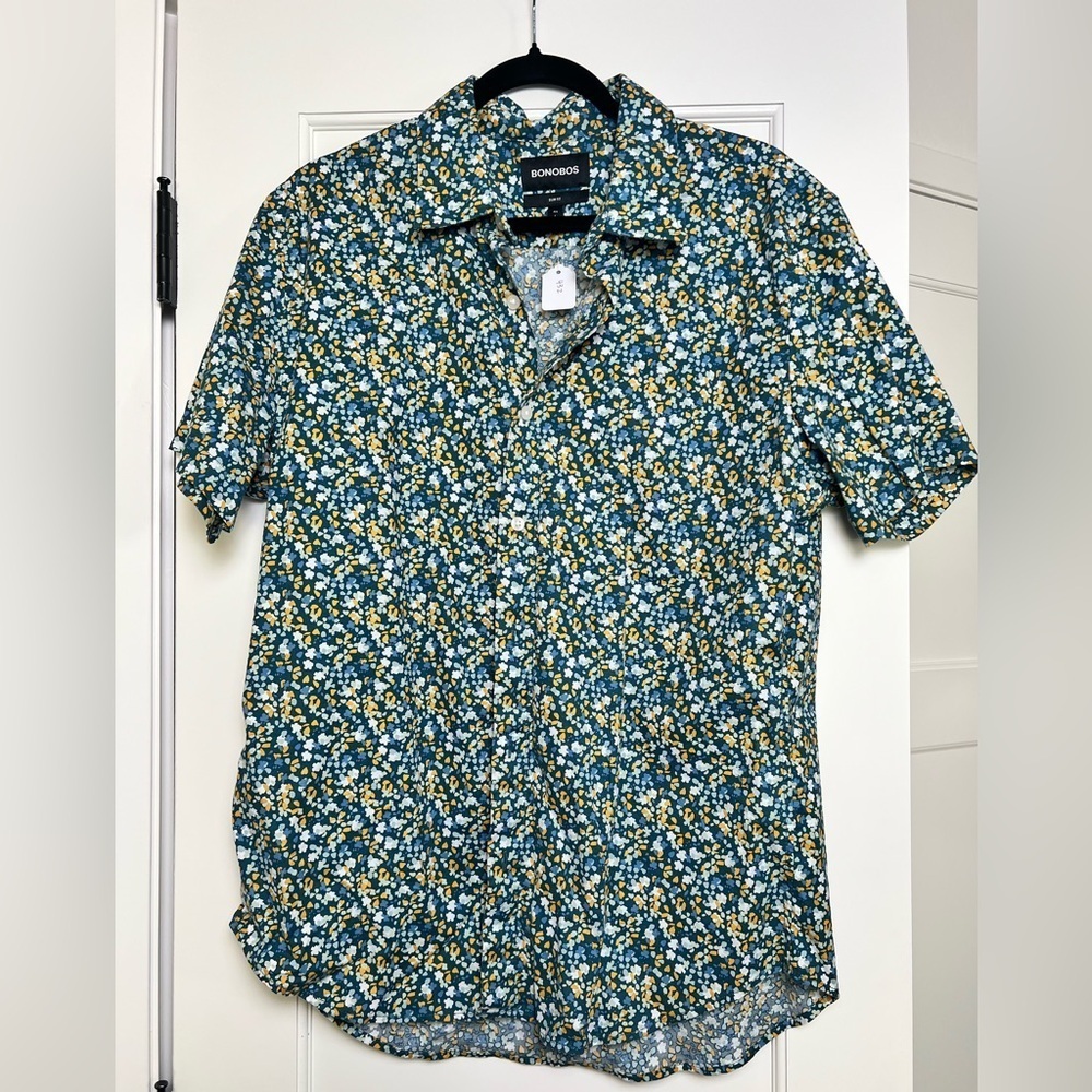 Bonobos Men's Blue Floral Casual Shirt (Med)